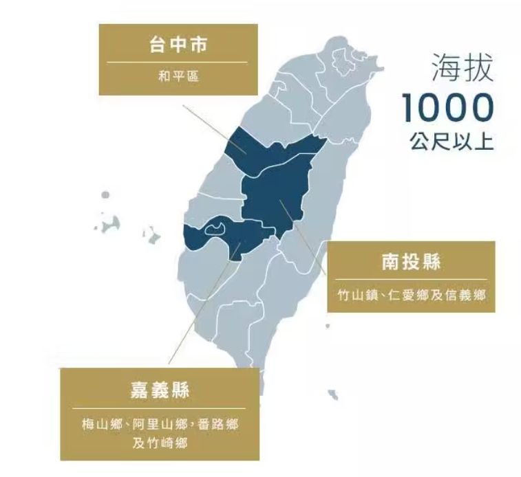 高山烏龍茶分佈